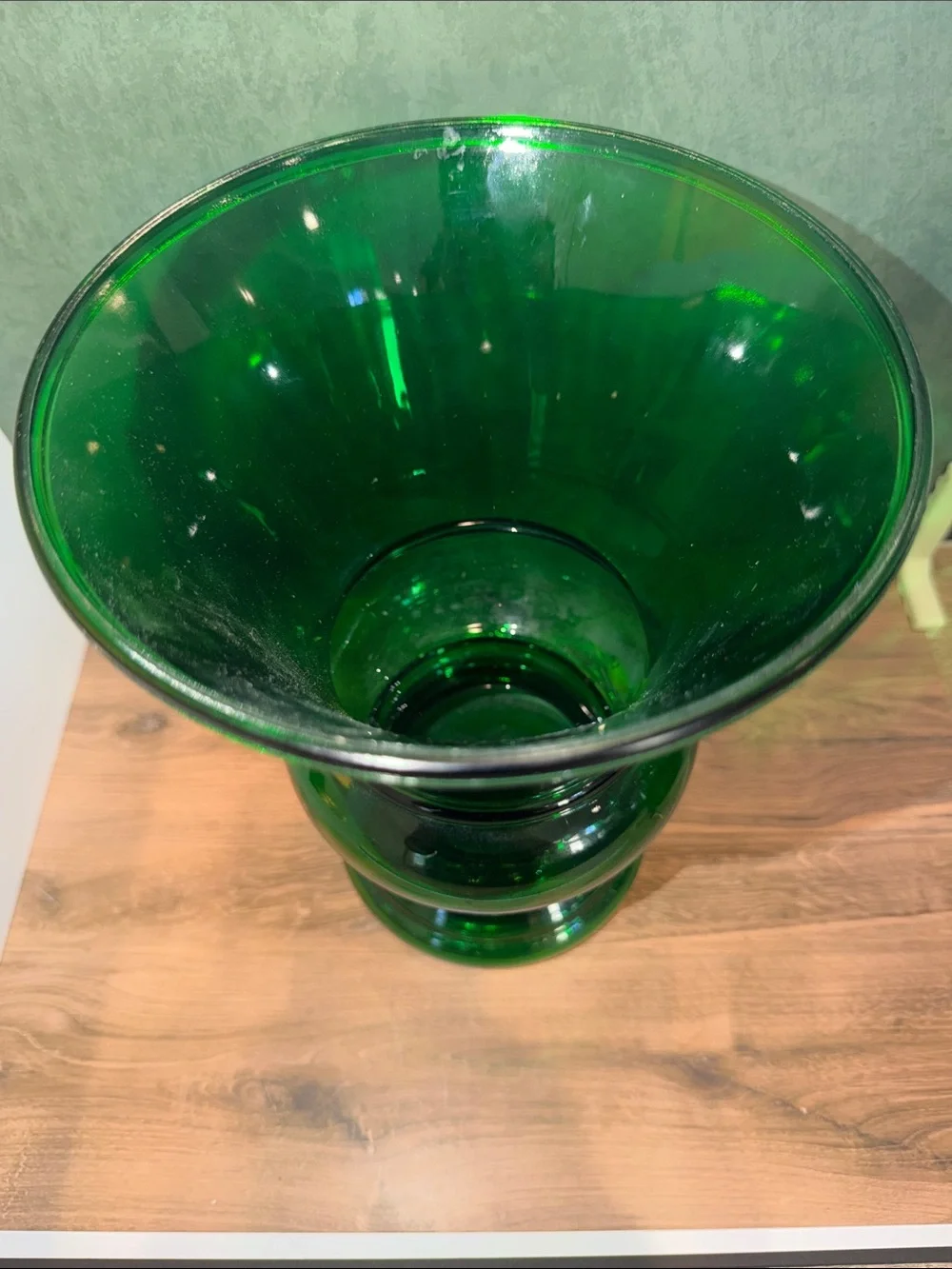 Vintage Green Glass Decorative Vase